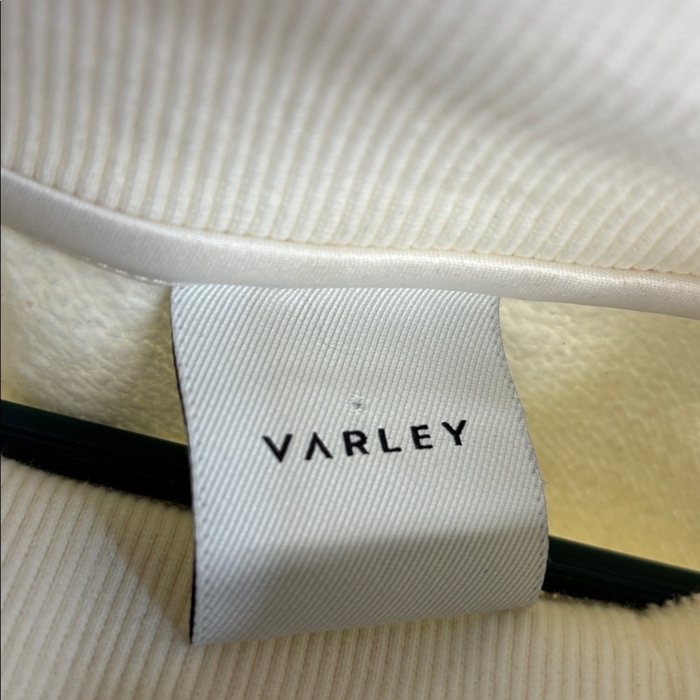 Varley Wood Sweat cream  Ribbed long sleeve cotton blend high neck cinch shirt - Picture 8 of 12